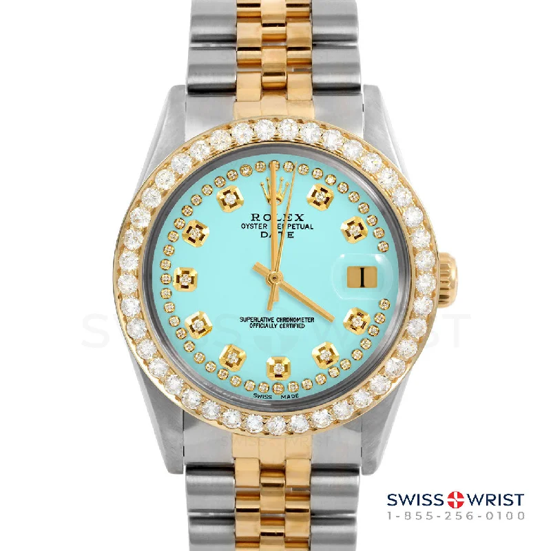 Rolex Date 34mm | 1500-TT-TRQ-STRD-2CT-JBL