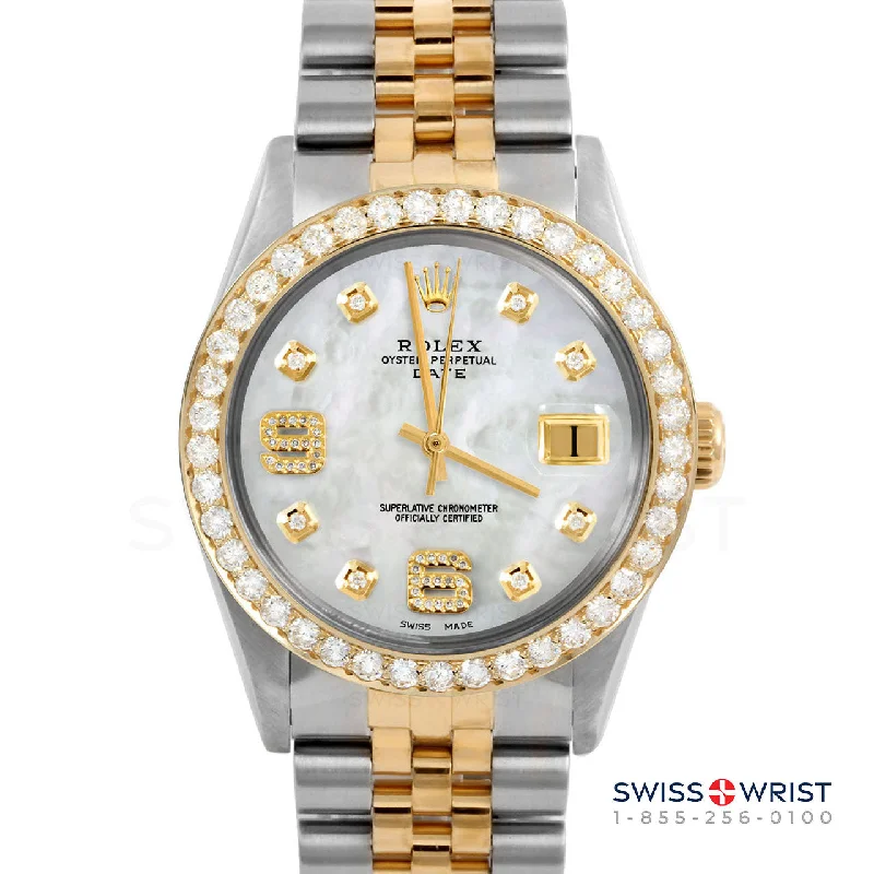 Rolex Date 34mm | 1500-TT-WMOP-8DA69-2CT-JBL