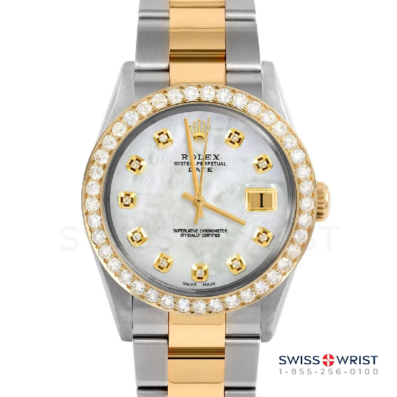 Rolex Date 34mm | 1500-TT-WMOP-DIA-AM-2CT-OYS