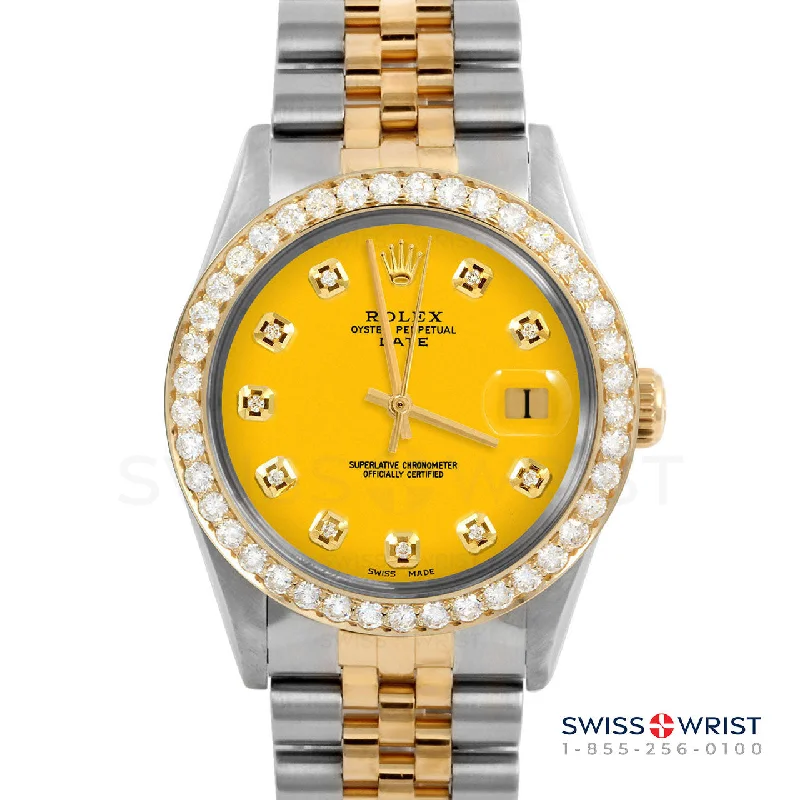 Rolex Date 34mm | 1500-TT-YLW-DIA-AM-2CT-JBL