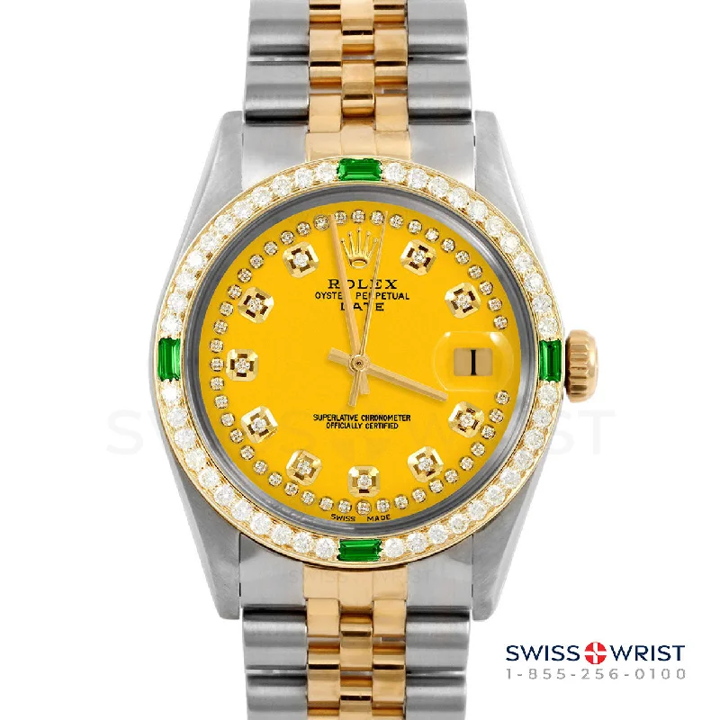 Rolex Date 34mm | 1500-TT-YLW-STRD-4EMD-JBL