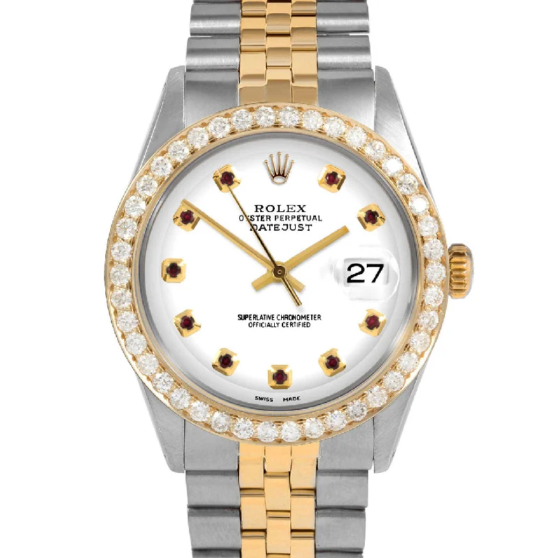 Rolex Datejust 36mm | 1601-TT-WHT-RBY-AM-25CT-JBL