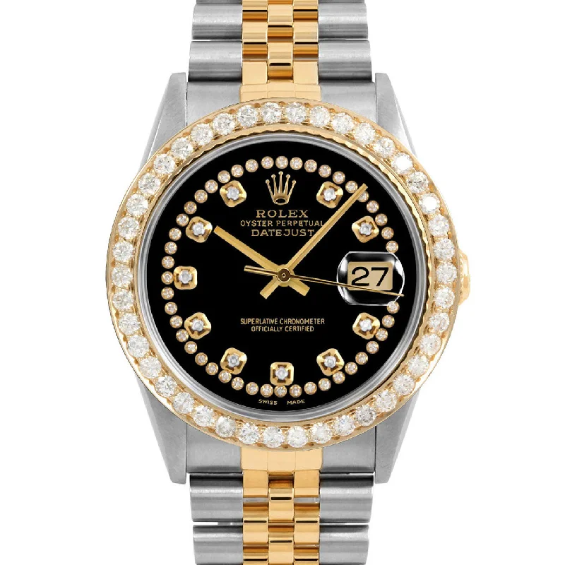 Rolex Datejust 36mm | 16233-BLK-STRD-25CT-JBL