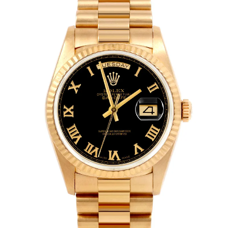 Rolex Day-Date 36mm | 18038-BLK-ROM-FLT-PRS