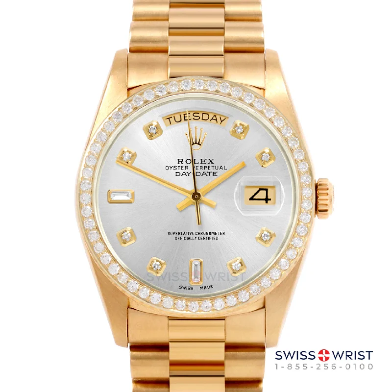 Rolex Day-Date 36mm | 18038-SLV-DIA-AM-BDS-PRS