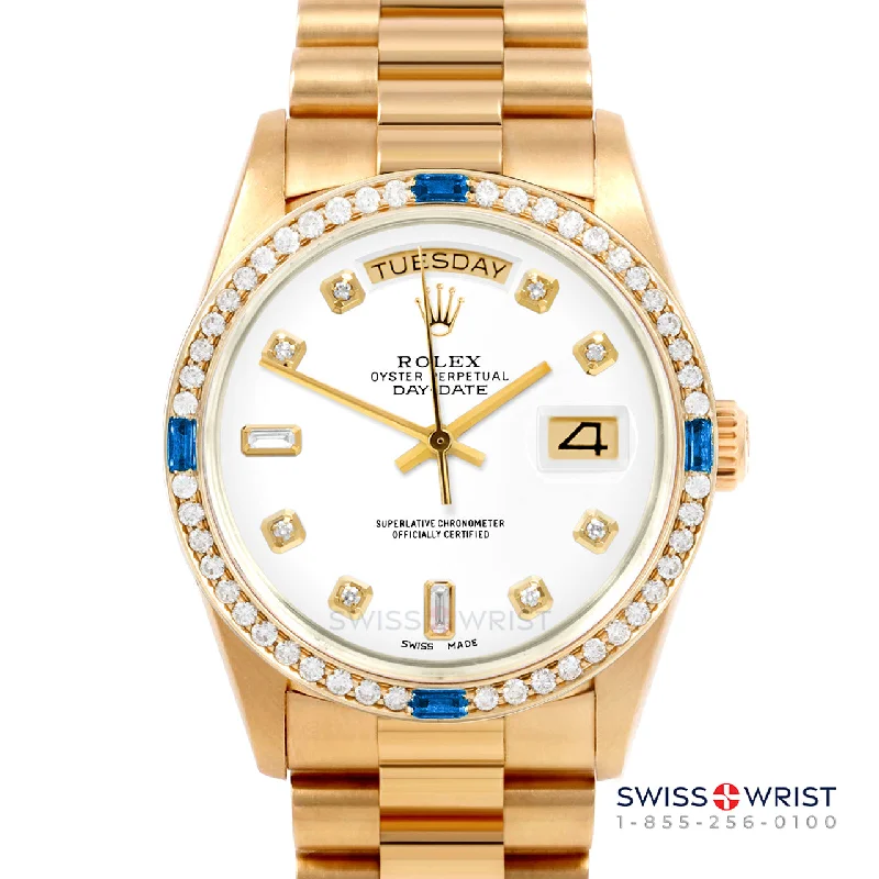 Rolex Day-Date 36mm | 18038-WHT-DIA-AM-4SPH-PRS