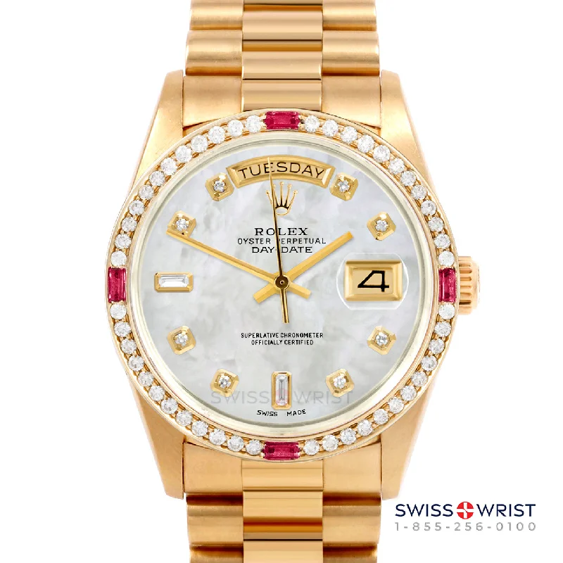 Rolex Day-Date 36mm | 18038-WMOP-DIA-AM-4RBY-PRS