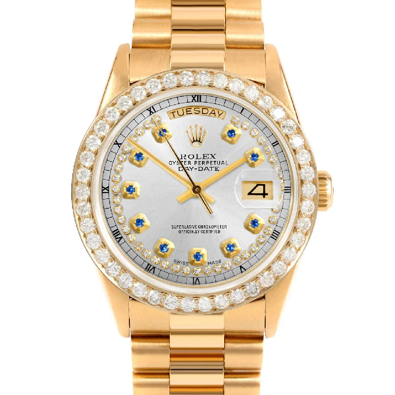 Rolex Day-Date 36mm | 18238-SLV-STRS-25CT-PRS